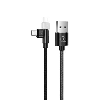 USAMS U60 adatkábel és töltő (USB - microUSB, forgatható fej, 100cm, LED jelző) FEKETE HTC One S9, Huawei Y6 II Compact, Evolveo Strongphone Q5, CAT S60, Vodafone Smart turbo 7 (VFD500), Blackbe kép