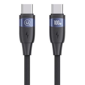 USAMS U85 adatkábel (Type-C - Type-C, 100W, PD gyorstöltő, 120cm, cipőfűző) FEKETE kép