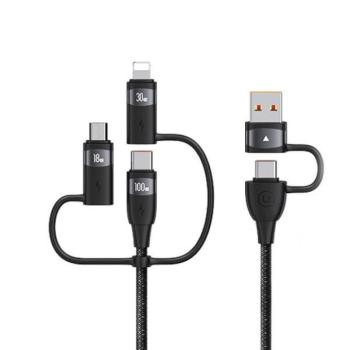 USAMS U85 USB-A/Type-C - Type-C/Lightning/microUSB kábel 1.2m 100W PD - fekete kép