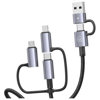 USAMS US-SJ713 Sufeng Series USB-A/Type-C - Type-C/Lightning/micro USB kábel 60W 1.2m - fekete kép