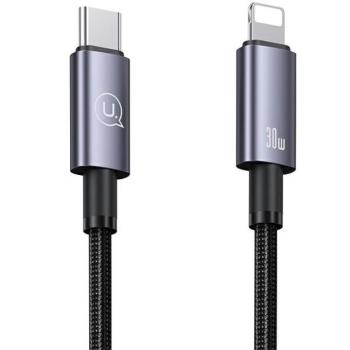 USAMS USB-C Lightning 30W 0.25m gyors töltő acél kábel SJ679USB01 (US-SJ679) kép