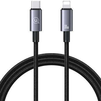 USAMS USB-C Lightning 30W 1.2m gyors töltő acél kábel SJ662USB01 (US-SJ662) kép