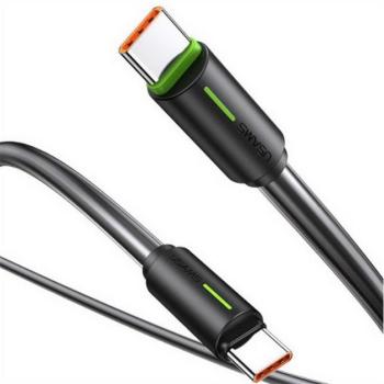 USAMS YU adatkábel (Type-C - Type-C, 60W, gyorstöltő, 100cm, cipőfűző) FEKETE kép