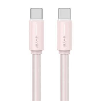 USAMS YU adatkábel (Type-C - Type-C, 60W, gyorstöltő, 100cm, cipőfűző) RÓZSASZÍN kép