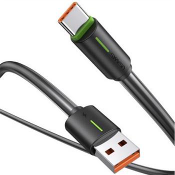 USAMS YU adatkábel (USB - Type-C, 18W, gyorstöltő, 100cm, cipőfűző) FEKETE kép