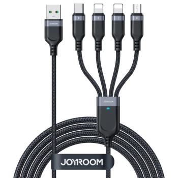 USB 4 az 1-ben USB-A - USB-C / 2 x Lightning / Micro kábel töltéshez és adatátvitelhez 1.2m Joyroom S-1T4018A18 - fekete kép