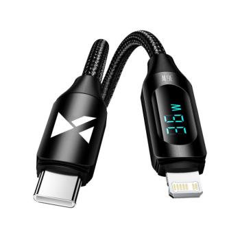 USB-C kábel - Lightning Wozinsky WUCLC2 LED kijelző 36W 2m - Fekete kép