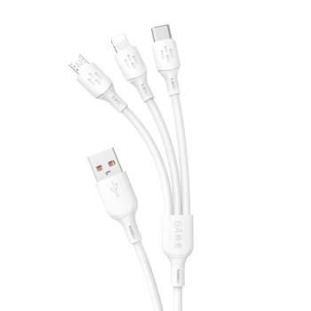 USB kábel - USB C / micro USB / Lightning 480Mb/s 6A 1.2m - fehér kép