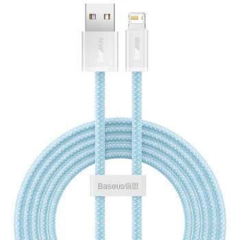 USB töltő- és adatkábel, Lightning, 100 cm, 2400 mA, gyorstöltés, cipőfűző minta, Baseus Dynamic, CALD000403, világoskék kép
