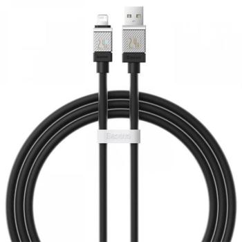 USB töltő- és adatkábel, Lightning, 100 cm, 2400 mA, törésgátlóval, gyorstöltés, Baseus Coolplay, CAKW000401, fekete kép