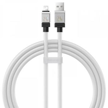 USB töltő- és adatkábel, Lightning, 100 cm, 2400 mA, törésgátlóval, gyorstöltés, Baseus Coolplay, CAKW000402, fehér kép