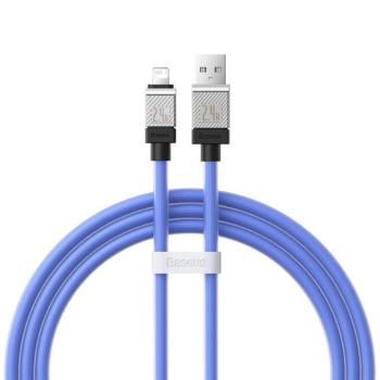 USB töltő- és adatkábel, Lightning, 100 cm, 2400 mA, törésgátlóval, gyorstöltés, Baseus Coolplay, CAKW000403, kék kép