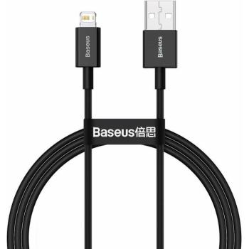 USB töltő- és adatkábel, Lightning, 100 cm, 2400 mA, törésgátlóval, gyorstöltés, PD, Baseus Superior, CALYS-A01, fekete kép