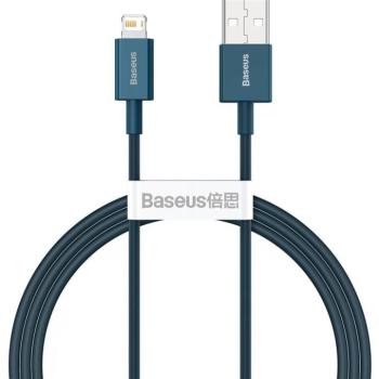 USB töltő- és adatkábel, Lightning, 100 cm, 2400 mA, törésgátlóval, gyorstöltés, PD, Baseus Superior, CALYS-A03, kék kép