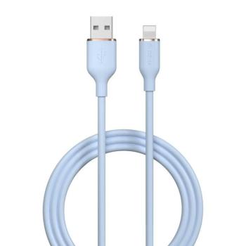 USB töltő- és adatkábel, Lightning, 120 cm, 2400 mA, Devia Jelly, EC630, világoskék kép