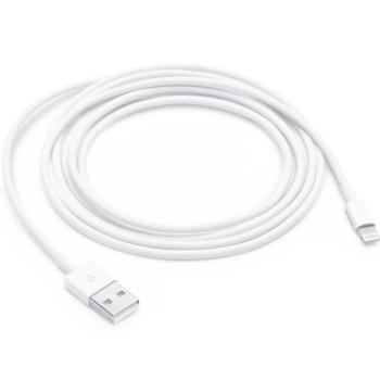USB töltő- és adatkábel, Lightning, 200 cm, 2400 mA, Apple, fehér, gyári kép