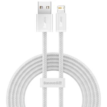 USB töltő- és adatkábel, Lightning, 200 cm, 2400 mA, gyorstöltés, cipőfűző minta, Baseus Dynamic, CALD000502, fehér kép
