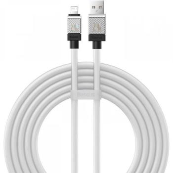USB töltő- és adatkábel, Lightning, 200 cm, 2400 mA, törésgátlóval, gyorstöltés, Baseus Coolplay, CAKW000502, fehér kép