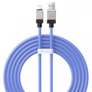 USB töltő- és adatkábel, Lightning, 200 cm, 2400 mA, törésgátlóval, gyorstöltés, Baseus Coolplay, CAKW000503, kék kép