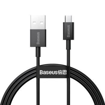 USB töltő- és adatkábel, microUSB, 100 cm, 2000 mA, törésgátlóval, gyorstöltés, Baseus Superior, CAMYS-01, fekete kép