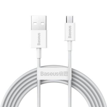 USB töltő- és adatkábel, microUSB, 200 cm, 2000 mA, törésgátlóval, gyorstöltés, Baseus Superior, CAMYS-A02, fehér kép