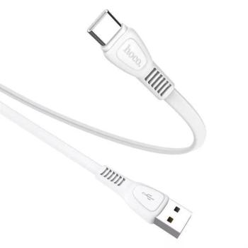 USB töltő- és adatkábel, USB Type-C, 100 cm, 2400 mA, törésgátlóval, lapos, Hoco X40 Noah, fehér kép
