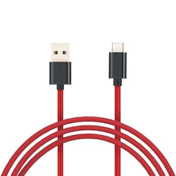 USB töltő- és adatkábel, USB Type-C, 100 cm, 3000 mA, cipőfűző minta, Xiaomi Mi Braided, piros, gyári, SJV4110GL kép