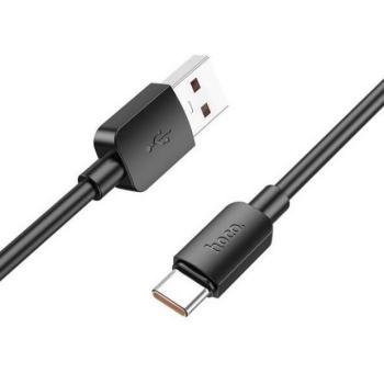 USB töltő- és adatkábel, USB Type-C, 100 cm, 3000mA, 27W, gyorstöltés, PD, QC, Hoco X96 Hyper, fekete kép