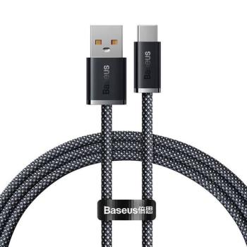 USB töltő- és adatkábel, USB Type-C, 100 cm, 6000 mA, 100W, gyorstöltés, cipőfűző minta, Baseus Dynamic, CALD000616, szürke kép