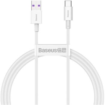 USB töltő- és adatkábel, USB Type-C, 100 cm, 6000 mA, 66W, törésgátlóval, gyorstöltés, Baseus CATYS-02, fehér kép
