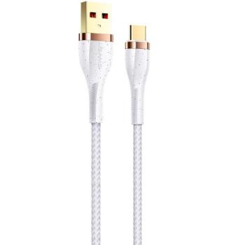 USB töltő- és adatkábel, USB Type-C, 120 cm, 3000 mA, törésgátlóval, gyorstöltés, aranyozott végű, cipőfűző minta, Usams U64, fehér, US-SJ488 kép