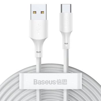 USB töltő- és adatkábel, USB Type-C, 150 cm, 5000 mA, 40W, törésgátlóval, gyorstöltés, PD, Baseus Simple Wisdom, TZCATZJ-02, fehér, 2 db / csomag kép