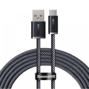 USB töltő- és adatkábel, USB Type-C, 200 cm, 6000 mA, 100W, gyorstöltés, cipőfűző minta, Baseus Dynamic, CALD000716, fekete kép