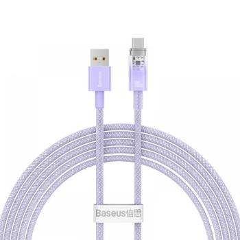 USB töltő- és adatkábel, USB Type-C, 200 cm, 6000 mA, 100W, gyorstöltés, cipőfűző minta, Baseus Explorer, CATS010505, lila kép