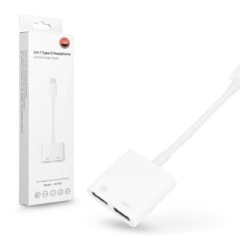 USB Type-C - 2x USB Type-C adapter egyidőben történő töltéshez és zenehallgatáshoz - fehér kép