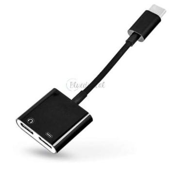 USB Type-C - 2x USB Type-C adapter egyidőben történő töltéshez és zenehallgatáshoz - fekete - ECO csomagolás kép