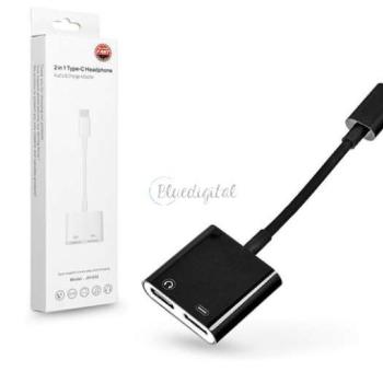 USB Type-C - 2x USB Type-C adapter egyidőben történő töltéshez és zenehallgatáshoz - fekete kép