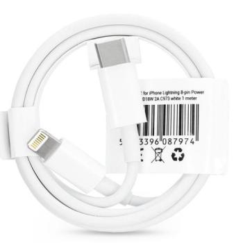 USB Type-C - Lightning adat- és töltőkábel 1 m-es vezetékkel - C973 PD 18W Type-C Cable for Lightning - 2A - fehér - ECO csomagolás kép
