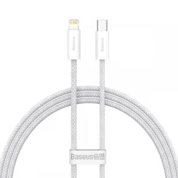 USB Type-C töltő- és adatkábel, Lightning, 100 cm, 20W, gyorstöltés, PD, cipőfűző minta, Baseus Dynamic, CALD000002, fehér kép