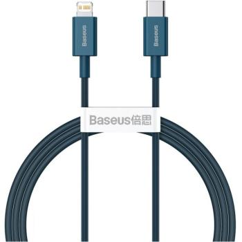 USB Type-C töltő- és adatkábel, Lightning, 100 cm, 20W, törésgátlóval, gyorstöltés, PD, Baseus Superior, CATLYS-A03, kék kép