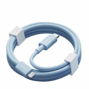 USB Type-C töltő- és adatkábel, Lightning, 100 cm, 20W, törésgátlóval, gyorstöltés, PD, Baseus Superior, CAYS001903, világoskék kép