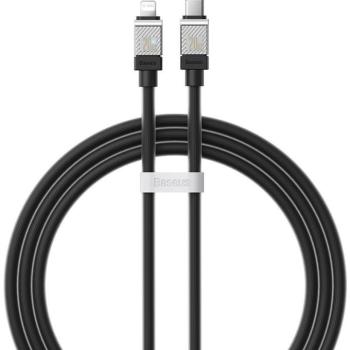 USB Type-C töltő- és adatkábel, Lightning, 100 cm, 2400mA, 20W, törésgátlóval, gyorstöltés, PD, Baseus Coolplay, CAKW000001, fekete kép
