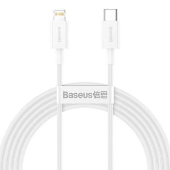 USB Type-C töltő- és adatkábel, Lightning, 200 cm, 20W, törésgátlóval, gyorstöltés, PD, Baseus Superior, CATLYS-C02, fehér kép