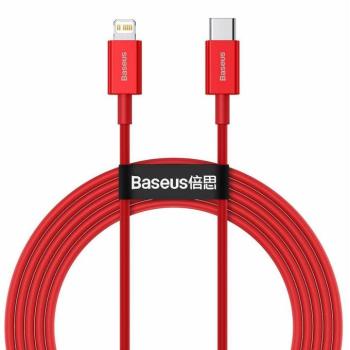 USB Type-C töltő- és adatkábel, Lightning, 200 cm, 20W, törésgátlóval, gyorstöltés, PD, Baseus Superior, CATLYS-C09, piros kép