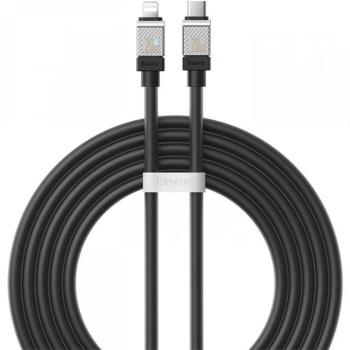 USB Type-C töltő- és adatkábel, Lightning, 200 cm, 2400mA, 20W, törésgátlóval, gyorstöltés, PD, Baseus Coolplay, CAKW000101, fekete kép