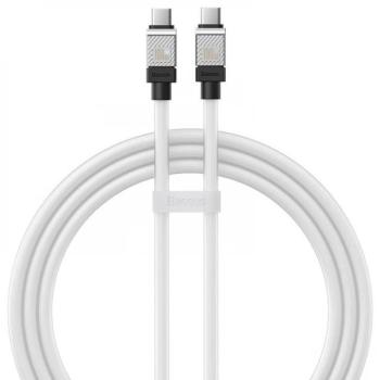 USB Type-C töltő- és adatkábel, USB Type-C, 100 cm, 100W, törésgátlóval, gyorstöltés, PD, Baseus Coolplay, CAKW000202, fehér kép