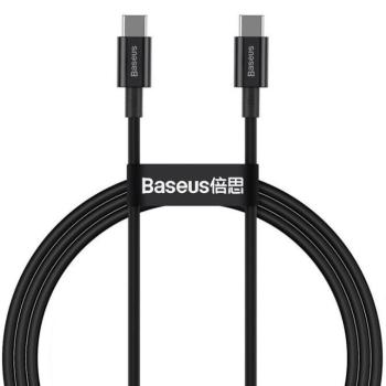 USB Type-C töltő- és adatkábel, USB Type-C, 100 cm, 5000 mA, 100W, törésgátlóval, gyorstöltés, PD, Baseus Superior, CATYS-B01, fekete kép