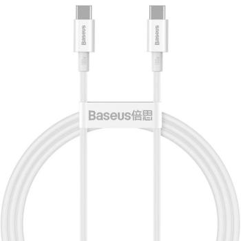 USB Type-C töltő- és adatkábel, USB Type-C, 100 cm, 5000 mA, 100W, törésgátlóval, gyorstöltés, PD, Baseus Superior, CATYS-B02, fehér kép