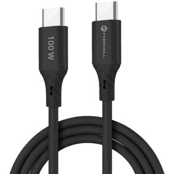USB Type-C töltő- és adatkábel, USB Type-C, 100 cm, 5000 mA, 100W, törésgátlóval, gyorstöltés, PD, QC 4.0, Forcell F-Energy C347, fekete kép