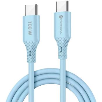 USB Type-C töltő- és adatkábel, USB Type-C, 100 cm, 5000 mA, 100W, törésgátlóval, gyorstöltés, PD, QC 4.0, Forcell F-Energy C347, kék kép
